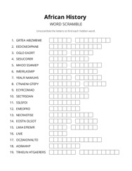 African History word scramble puzzle