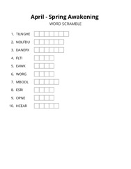 April - Spring Awakening word scramble puzzle