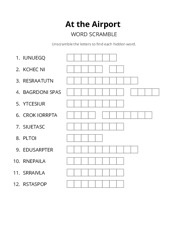 At the Airport word scramble puzzle
