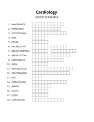 Cardiology word scramble puzzle