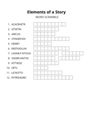 Elements of a Story word scramble puzzle