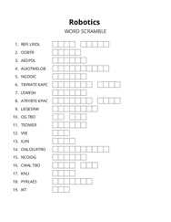Robotics word scramble puzzle