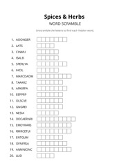 Spices & Herbs word scramble puzzle