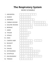 The Respiratory System word scramble puzzle