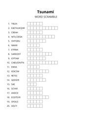 Tsunami word scramble puzzle