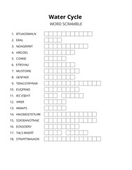 Water Cycle word scramble puzzle