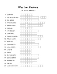 Weather Factors word scramble puzzle
