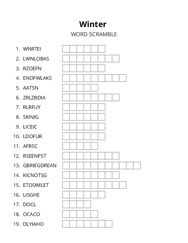 Winter word scramble puzzle