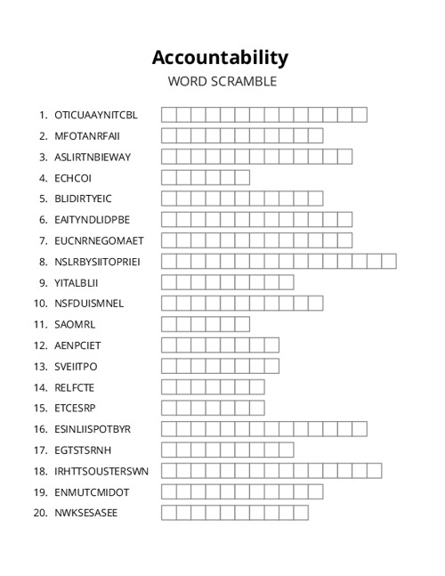 Accountability Crossword Puzzle