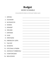 Budget word scramble puzzle