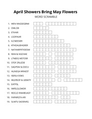 April Showers Bring May Flowers word scramble puzzle