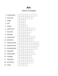 Art word scramble puzzle