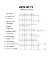 Atmosphere word scramble puzzle