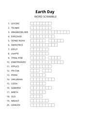 Earth Day word scramble puzzle