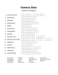Famous Sites word scramble puzzle