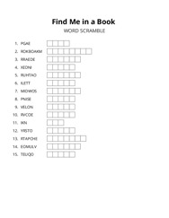 Find Me in a Book word scramble puzzle