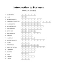 Introduction to Business word scramble puzzle
