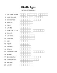Middle Ages word scramble puzzle