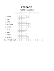 VOLCANO word scramble puzzle