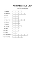 Administrative Law word scramble puzzle