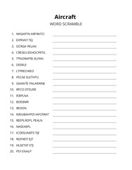 Aircraft word scramble puzzle