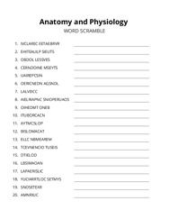 Anatomy and Physiology word scramble puzzle