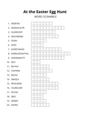 At the Easter Egg Hunt word scramble puzzle