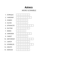 Aztecs word scramble puzzle
