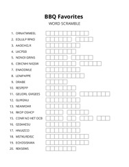 BBQ Favorites word scramble puzzle