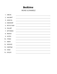 Bedtime word scramble puzzle