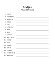 Bridges word scramble puzzle