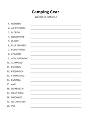 Camping Gear word scramble puzzle
