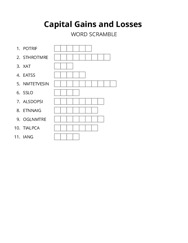 Capital Gains and Losses word scramble puzzle