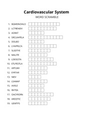 Cardiovascular System word scramble puzzle