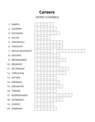 Careers word scramble puzzle