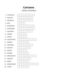 Cartoons word scramble puzzle