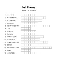 Cell Theory word scramble puzzle