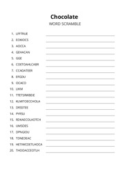 Chocolate word scramble puzzle