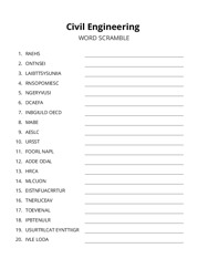 Civil Engineering word scramble puzzle