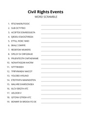 Civil Rights Events word scramble puzzle