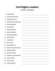Civil Rights Leaders word scramble puzzle