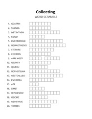Collecting word scramble puzzle