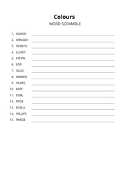 Colours word scramble puzzle