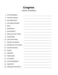 Congress word scramble puzzle
