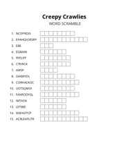 Creepy Crawlies word scramble puzzle