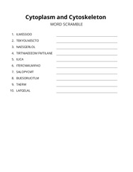 Cytoplasm and Cytoskeleton word scramble puzzle
