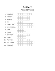 Dessert word scramble puzzle