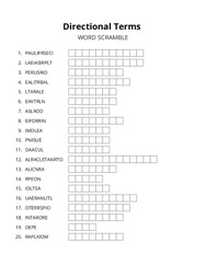 Directional Terms word scramble puzzle
