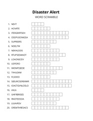 Disaster Alert word scramble puzzle