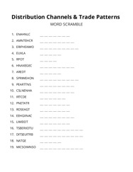Distribution Channels & Trade Patterns word scramble puzzle